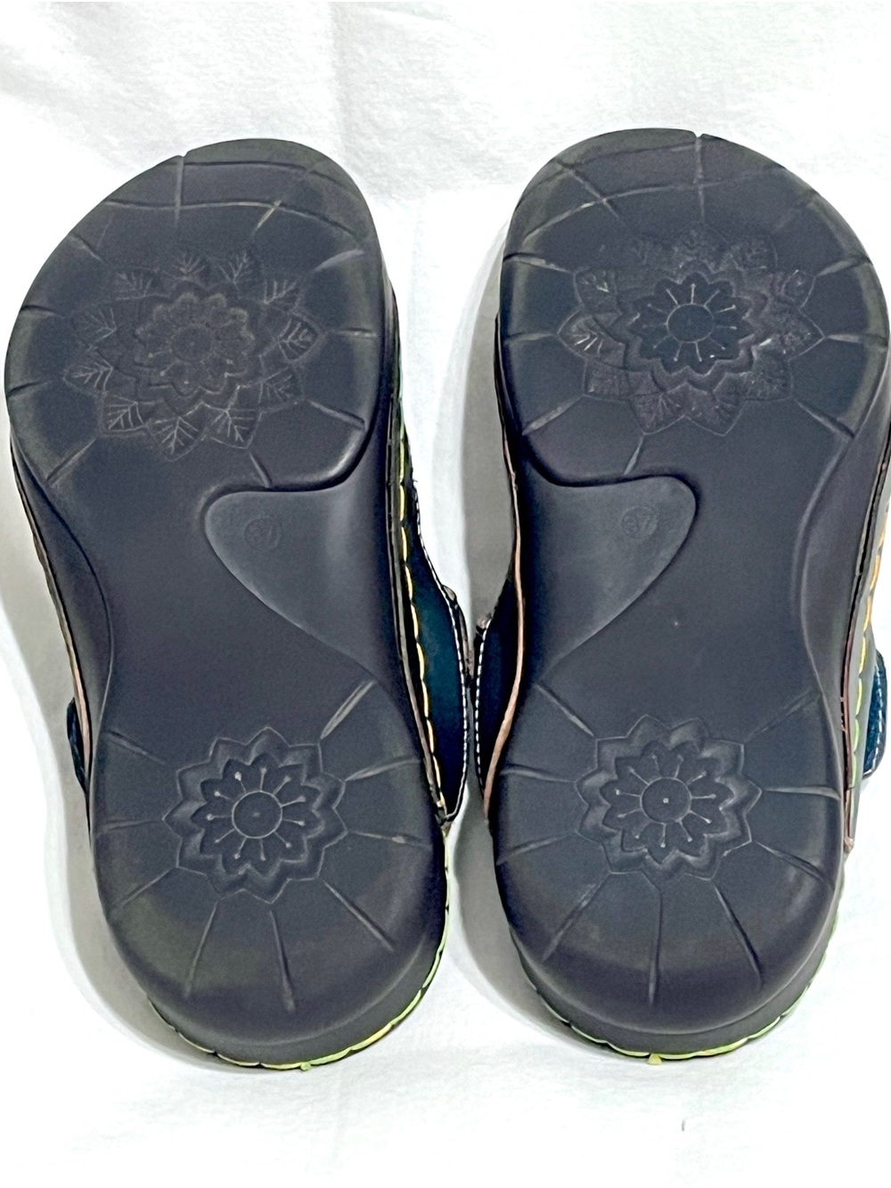 L'Artiste by Spring Step Flochino Teal Turquoise Leather Floral Clogs Mules 37 - Picture 5 of 6